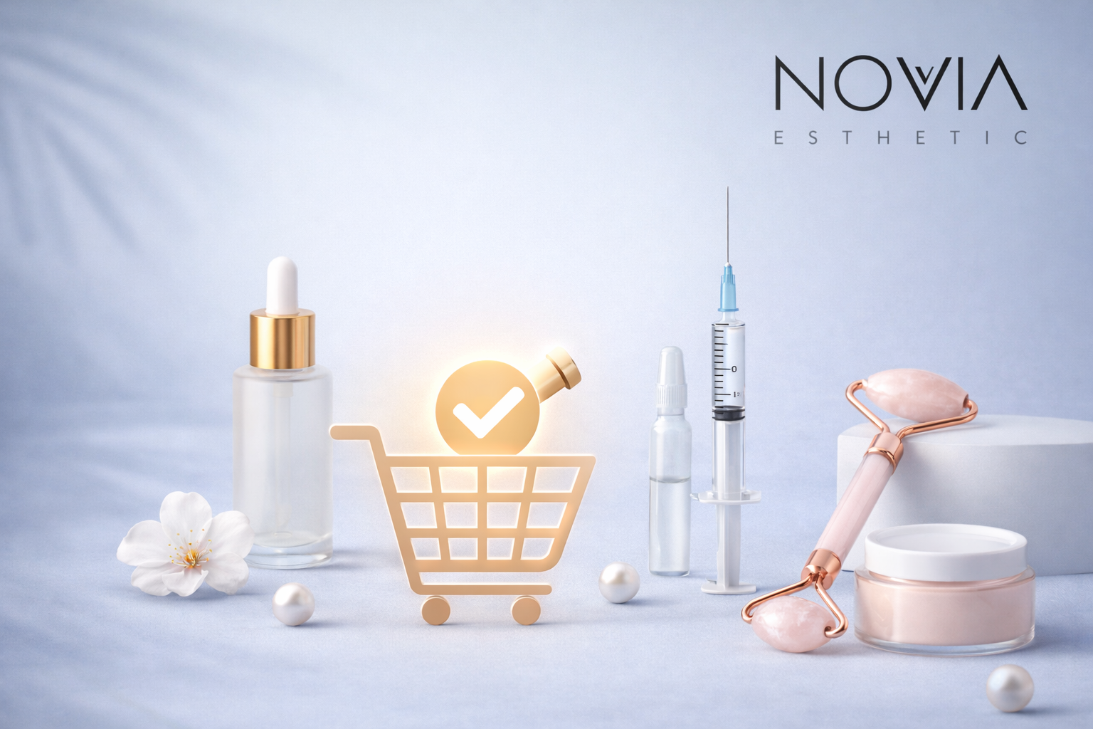 Skincare-Produkte im sanften Licht